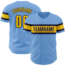 Charger l&#39;image dans la galerie, Custom Light Blue Yellow-Navy Authentic Baseball Jersey
