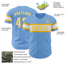 Charger l&#39;image dans la galerie, Custom Light Blue White-Yellow Authentic Baseball Jersey
