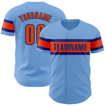 Laden Sie das Bild in den Galerie-Viewer, Custom Light Blue Orange-Royal Authentic Baseball Jersey

