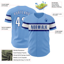 Laden Sie das Bild in den Galerie-Viewer, Custom Light Blue White-Royal Authentic Baseball Jersey
