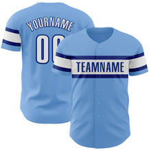 Laden Sie das Bild in den Galerie-Viewer, Custom Light Blue White-Royal Authentic Baseball Jersey
