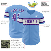 Charger l&#39;image dans la galerie, Custom Light Blue Purple-White Authentic Baseball Jersey
