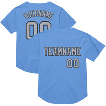 Laden Sie das Bild in den Galerie-Viewer, Custom Light Blue Gray-Black Mesh Authentic Throwback Baseball Jersey
