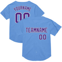 Laden Sie das Bild in den Galerie-Viewer, Custom Light Blue Purple-White Mesh Authentic Throwback Baseball Jersey
