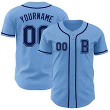 Load image into Gallery viewer, Custom Light Blue Navy Authentic Baseball Jersey
