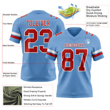 Load image into Gallery viewer, Custom Light Blue Red-White Authentic Football Jersey

