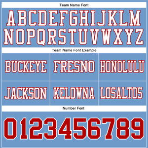 Custom Light Blue Red-White Authentic Football Jersey