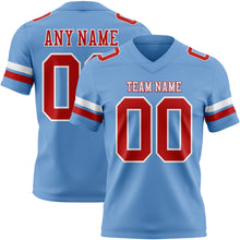 Load image into Gallery viewer, Custom Light Blue Red-White Authentic Football Jersey
