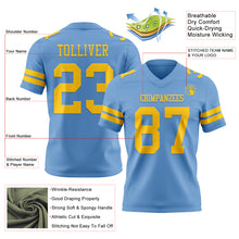 Load image into Gallery viewer, Custom Light Blue Yellow Authentic Football Jersey

