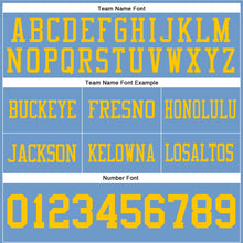 Load image into Gallery viewer, Custom Light Blue Yellow Authentic Football Jersey
