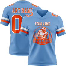 Load image into Gallery viewer, Custom Light Blue Orange-White Authentic Football Jersey
