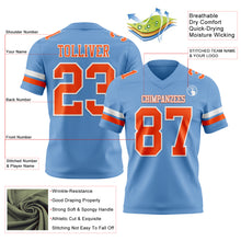 Load image into Gallery viewer, Custom Light Blue Orange-White Authentic Football Jersey
