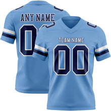 Load image into Gallery viewer, Custom Light Blue Navy-White Authentic Football Jersey
