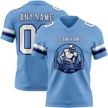 Load image into Gallery viewer, Custom Light Blue White-Navy Authentic Football Jersey
