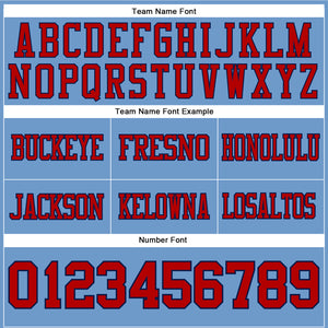 Custom Light Blue Red-Navy Authentic Football Jersey