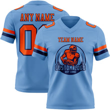 Load image into Gallery viewer, Custom Light Blue Orange-Navy Authentic Football Jersey
