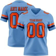 Load image into Gallery viewer, Custom Light Blue Orange-Navy Authentic Football Jersey
