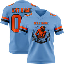 Load image into Gallery viewer, Custom Light Blue Orange-Black Authentic Football Jersey

