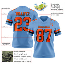 Load image into Gallery viewer, Custom Light Blue Orange-Black Authentic Football Jersey
