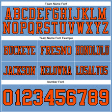 Load image into Gallery viewer, Custom Light Blue Orange-Black Authentic Football Jersey
