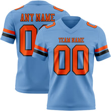 Load image into Gallery viewer, Custom Light Blue Orange-Black Authentic Football Jersey
