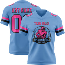 Load image into Gallery viewer, Custom Light Blue Pink-Black Authentic Football Jersey
