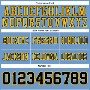 Custom Light Blue Black-Gold Authentic Football Jersey