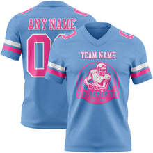 Load image into Gallery viewer, Custom Light Blue Pink-White Authentic Football Jersey
