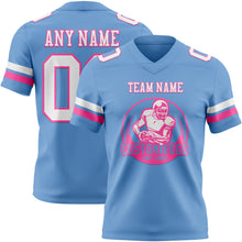 Load image into Gallery viewer, Custom Light Blue White-Pink Authentic Football Jersey
