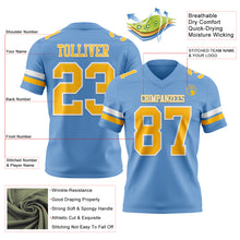 Load image into Gallery viewer, Custom Light Blue Gold-White Authentic Football Jersey
