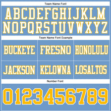 Load image into Gallery viewer, Custom Light Blue Gold-White Authentic Football Jersey
