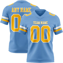 Load image into Gallery viewer, Custom Light Blue Gold-White Authentic Football Jersey
