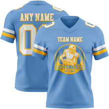 Load image into Gallery viewer, Custom Light Blue White-Gold Authentic Football Jersey
