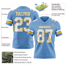 Load image into Gallery viewer, Custom Light Blue White-Gold Authentic Football Jersey
