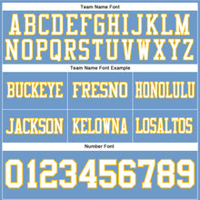 Load image into Gallery viewer, Custom Light Blue White-Gold Authentic Football Jersey
