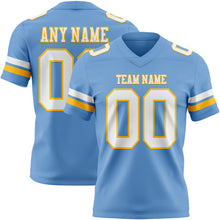 Load image into Gallery viewer, Custom Light Blue White-Gold Authentic Football Jersey
