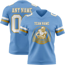 Load image into Gallery viewer, Custom Light Blue White-Old Gold Authentic Football Jersey
