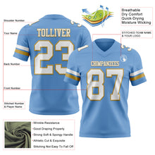 Load image into Gallery viewer, Custom Light Blue White-Old Gold Authentic Football Jersey
