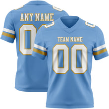Load image into Gallery viewer, Custom Light Blue White-Old Gold Authentic Football Jersey
