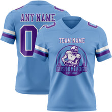 Load image into Gallery viewer, Custom Light Blue Purple-White Authentic Football Jersey
