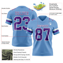 Load image into Gallery viewer, Custom Light Blue Purple-White Authentic Football Jersey
