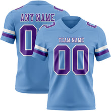 Load image into Gallery viewer, Custom Light Blue Purple-White Authentic Football Jersey
