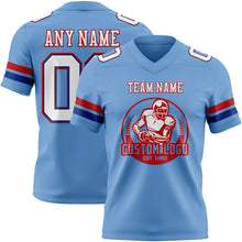 Load image into Gallery viewer, Custom Light Blue White Royal-Red Authentic Football Jersey
