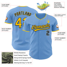 Load image into Gallery viewer, Custom Light Blue Yellow-Navy Authentic Baseball Jersey
