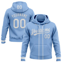 Load image into Gallery viewer, Custom Stitched Light Blue White Baseball Pullover Sweatshirt Hoodie
