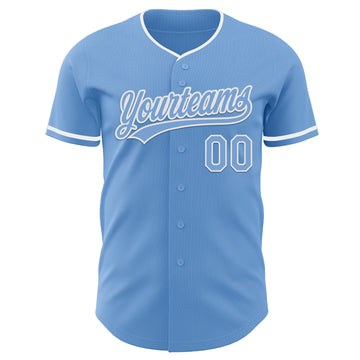 Custom Light Blue White Authentic Baseball Jersey