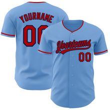 Load image into Gallery viewer, Custom Light Blue Red-Navy Authentic Baseball Jersey
