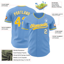 Load image into Gallery viewer, Custom Light Blue Yellow-White Authentic Baseball Jersey
