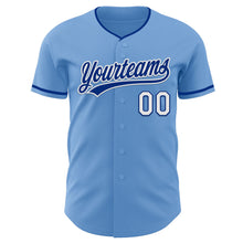 Load image into Gallery viewer, Custom Light Blue Royal-White Authentic Baseball Jersey
