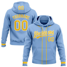 Load image into Gallery viewer, Custom Stitched Light Blue Yellow-White Baseball Pullover Sweatshirt Hoodie
